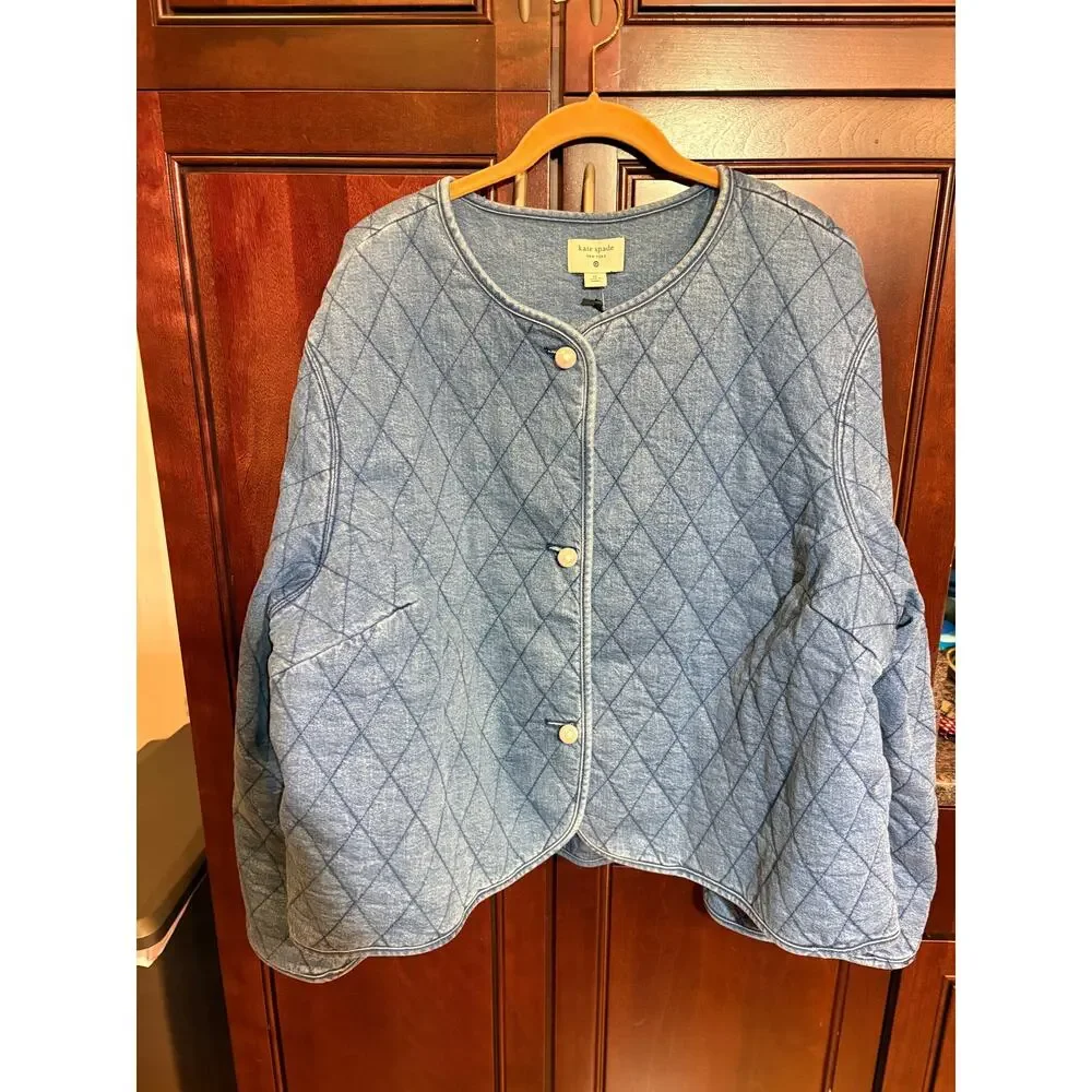 Kate Spade x Target Quilted Denim Jacket w Pearl Buttons Size 1X NWT - Picture 11 of 14